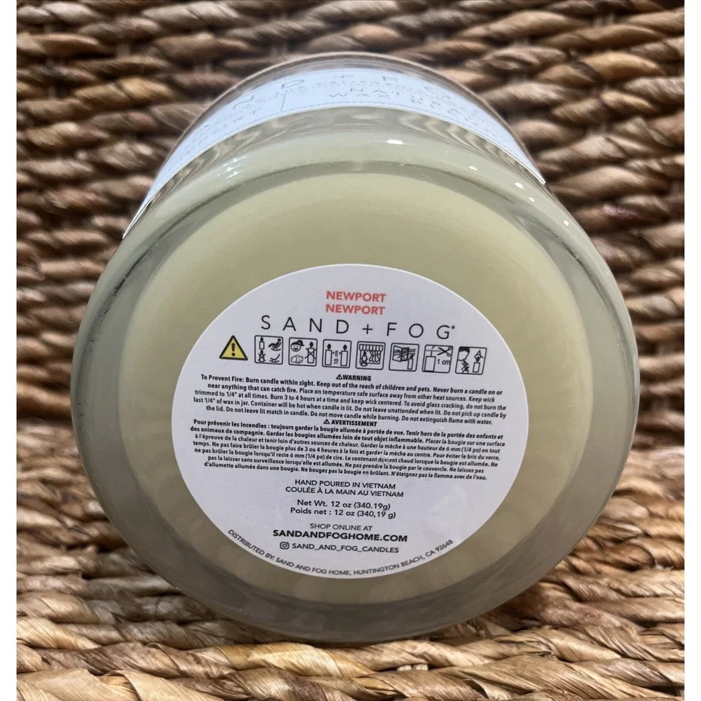 Sand & Fog 2 Wick NEWPORT Scented Natural Wax Blend Candle 12 oz Jar NEW HTF!